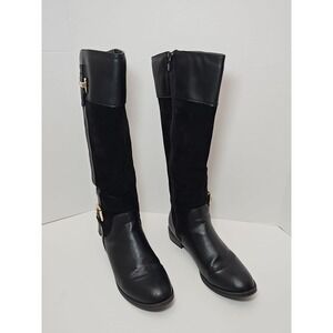 Karen Scott Boots Women's Size 6M Black KSDeliee‎ Knee High Zipper Buckle Riding